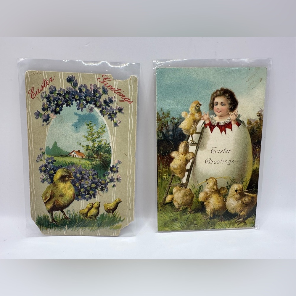 Vintage Easter Greeting Cards with Chick Illustrations